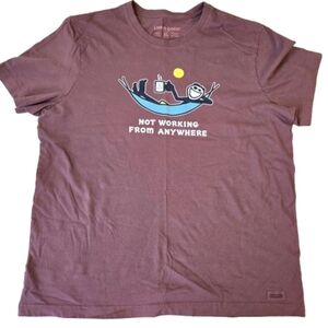 Life Is Good Mauve 'Not Working From Anywhere' Graphic Tee XL